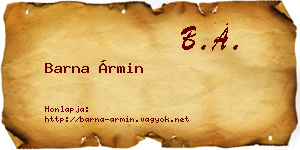 Barna Ármin névjegykártya