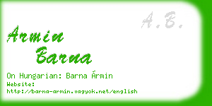 armin barna business card
